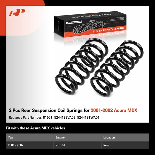 2 Pcs Rear Suspension Coil Springs for 2001-2002 Acura MDX