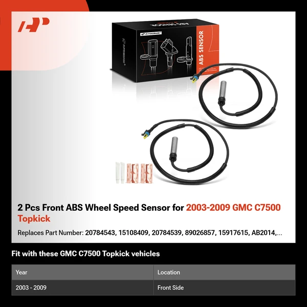 2 Pcs Front ABS Wheel Speed Sensor for 2003-2009 GMC C7500 Topkick