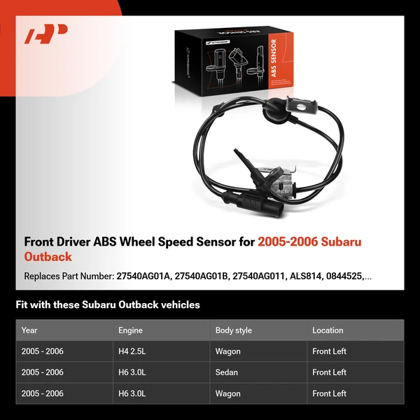 Front Driver ABS Wheel Speed Sensor for 2005-2006 Subaru Outback