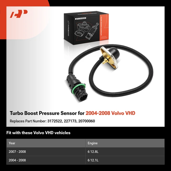 Turbo Boost Pressure Sensor for 2004-2008 Volvo VHD