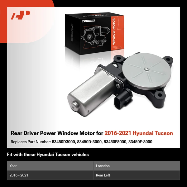 Rear Driver Power Window Motor for 2016-2021 Hyundai Tucson