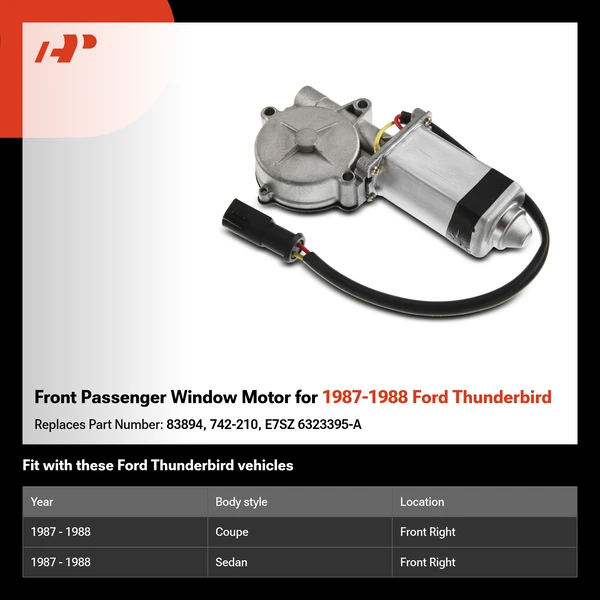 Front Passenger Window Motor for 1987-1988 Ford Thunderbird