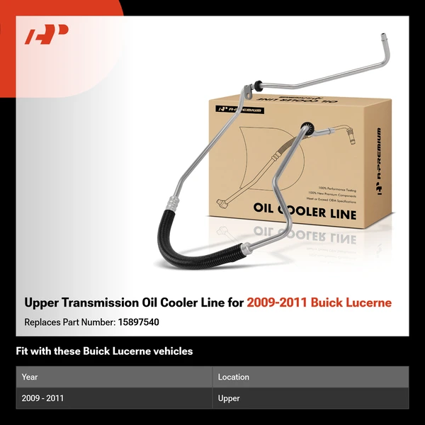 Upper Transmission Oil Cooler Line for 2009-2011 Buick Lucerne