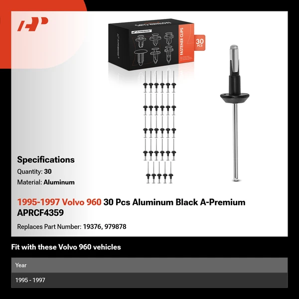 1995-1997 Volvo 960 30 Pcs Aluminum Black A-Premium APRCF4359