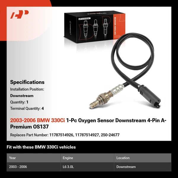 2003-2006 BMW 330Ci 1-Pc Oxygen Sensor Downstream 4-Pin A-Premium OS137