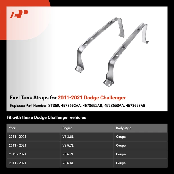 Fuel Tank Straps for 2011-2021 Dodge Challenger