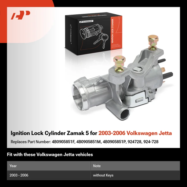 Ignition Lock Cylinder Zamak 5 for 2003-2006 Volkswagen Jetta