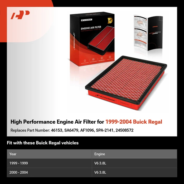 High Performance Engine Air Filter for 1999-2004 Buick Regal