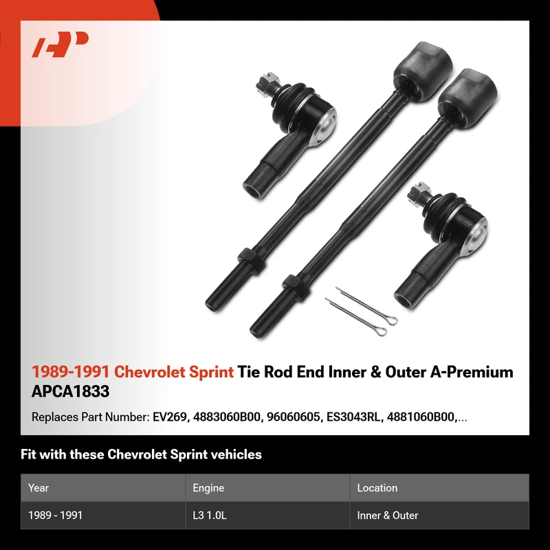 1989-1991 Chevrolet Sprint Tie Rod End Inner & Outer A-Premium APCA1833