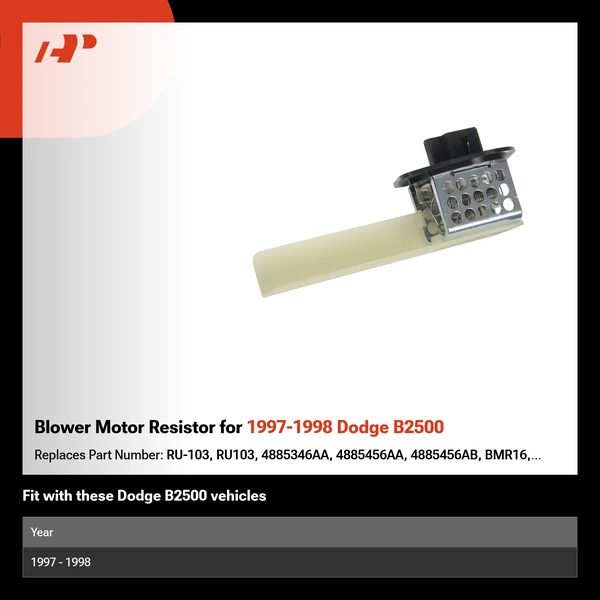 Blower Motor Resistor for 1997-1998 Dodge B2500