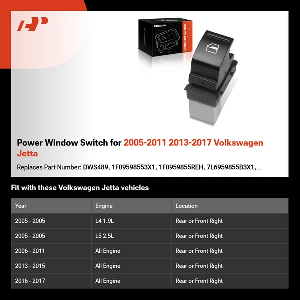 Power Window Switch for 2005-2011 2013-2017 Volkswagen Jetta