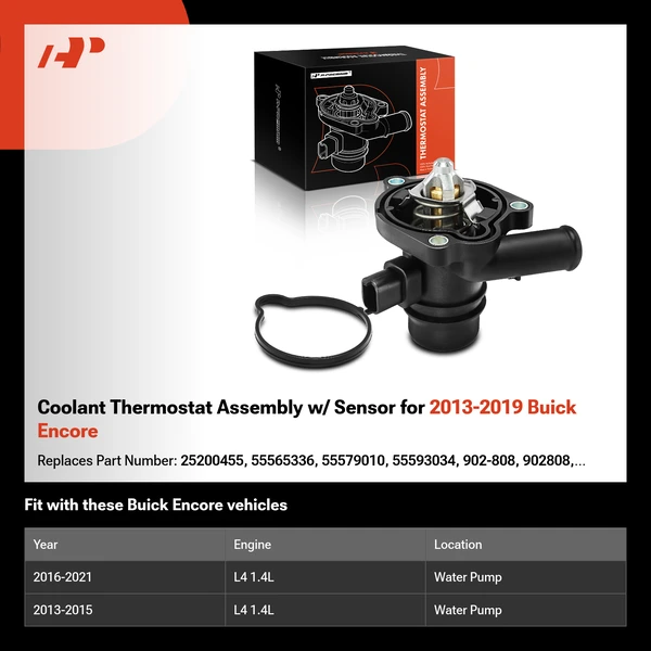 Coolant Thermostat Assembly w/ Sensor for 2013-2019 Buick Encore