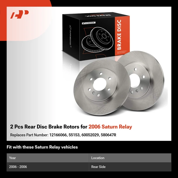 2 Pcs Rear Disc Brake Rotors for 2006 Saturn Relay