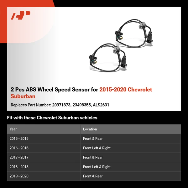 2 Pcs ABS Wheel Speed Sensor for 2015-2020 Chevrolet Suburban