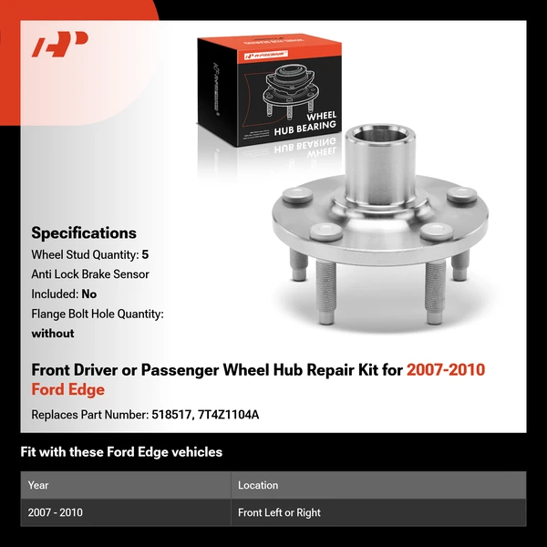 Front Driver or Passenger Wheel Hub Repair Kit for 2007-2010 Ford Edge