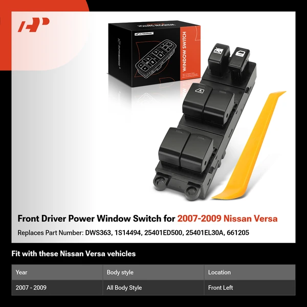 Front Driver Power Window Switch for 2007-2009 Nissan Versa