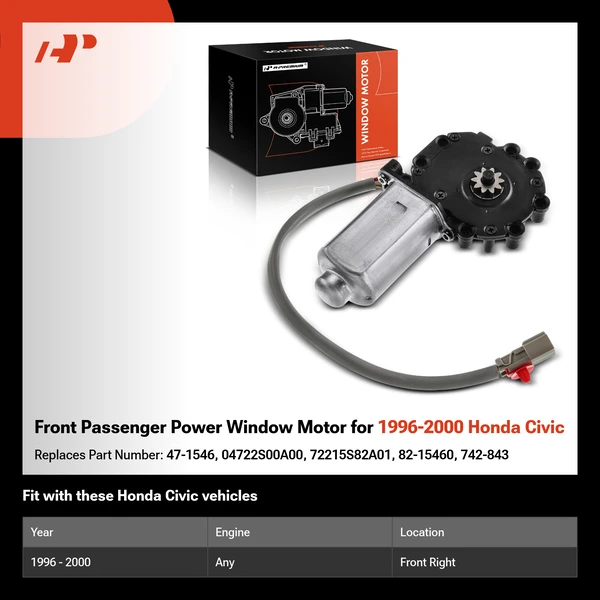 Front Passenger Power Window Motor for 1996-2000 Honda Civic