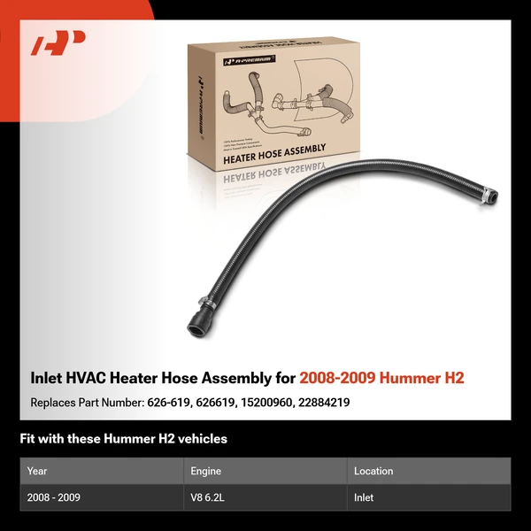 Inlet HVAC Heater Hose Assembly for 2008-2009 Hummer H2