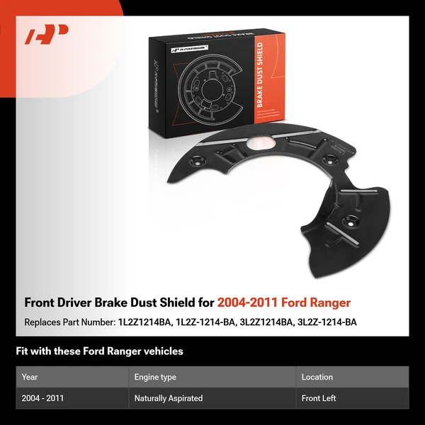 Front Driver Brake Dust Shield for 2004-2011 Ford Ranger