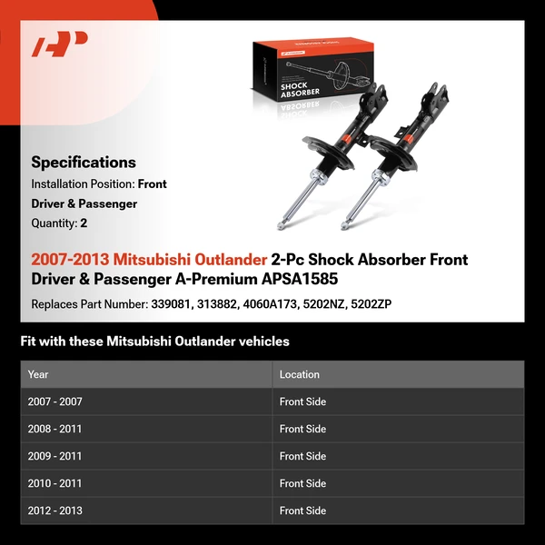 2007-2013 Mitsubishi Outlander 2-Pc Shock Absorber Front Driver & Passenger A-Premium APSA1585