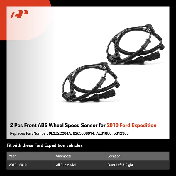 2 Pcs Front ABS Wheel Speed Sensor for 2010 Ford Expedition