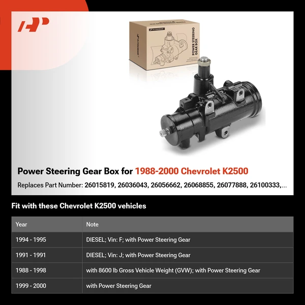 Power Steering Gear Box for 1988-2000 Chevrolet K2500