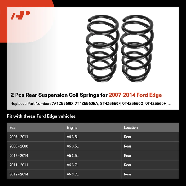 2 Pcs Rear Suspension Coil Springs for 2007-2014 Ford Edge