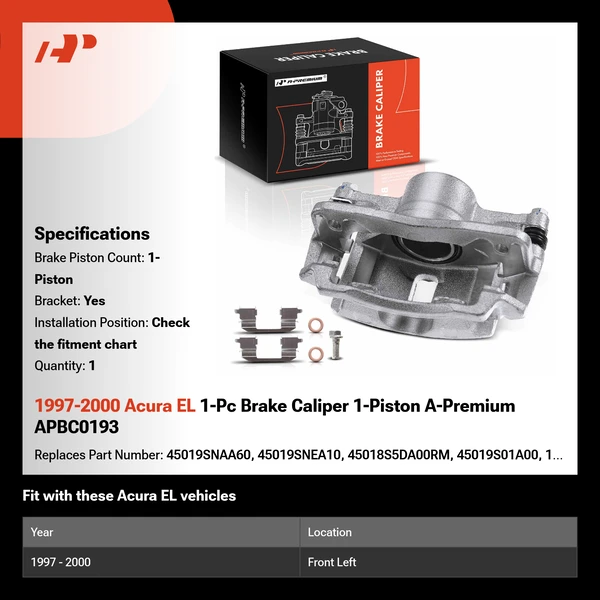 1997-2000 Acura EL 1-Pc Brake Caliper 1-Piston A-Premium APBC0193