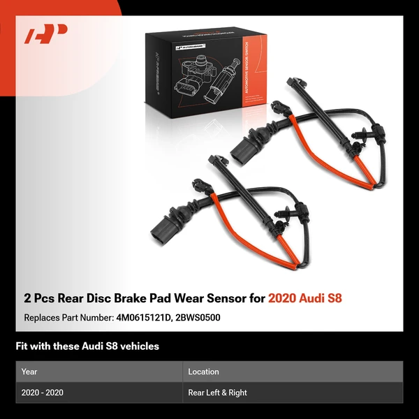 2 Pcs Rear Disc Brake Pad Wear Sensor for 2020 Audi S8