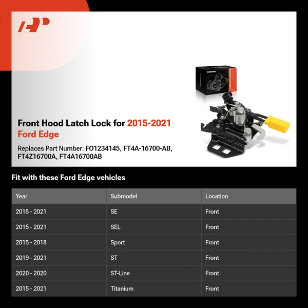 Front Hood Latch Lock for 2015-2021 Ford Edge