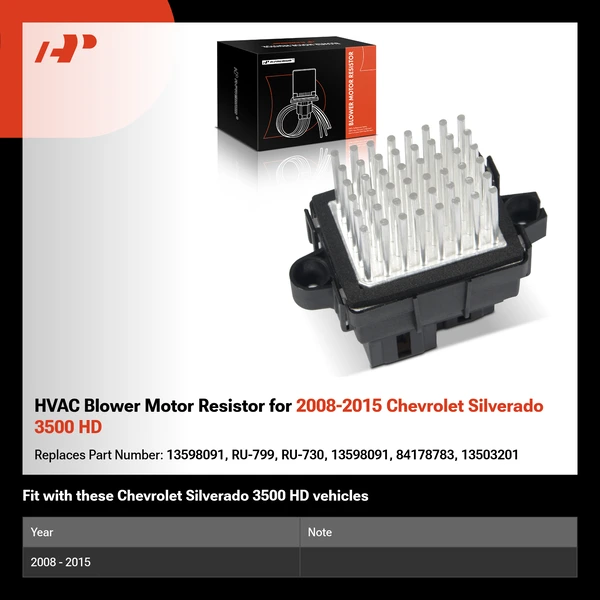 HVAC Blower Motor Resistor for 2008-2015 Chevrolet Silverado 3500 HD