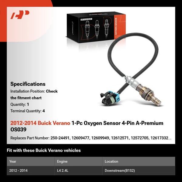 2012-2014 Buick Verano 1-Pc Oxygen Sensor 4-Pin A-Premium OS039