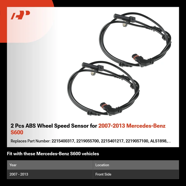 2 Pcs ABS Wheel Speed Sensor for 2007-2013 Mercedes-Benz S600