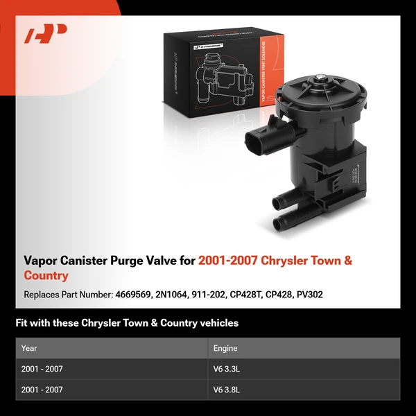 Vapor Canister Purge Valve for 2001-2007 Chrysler Town & Country