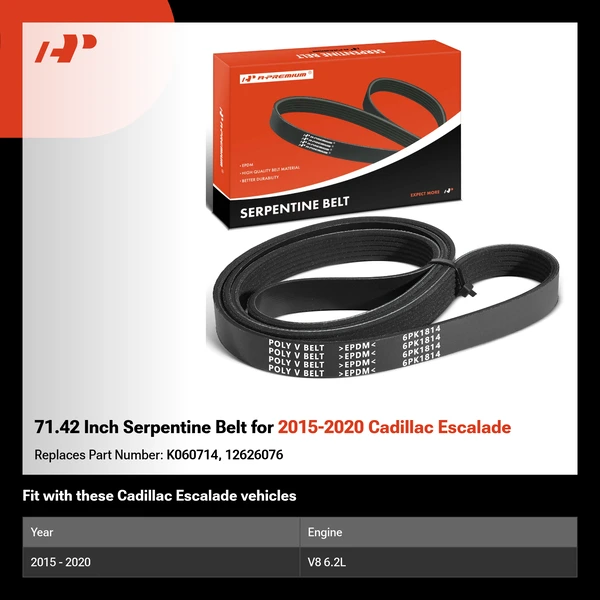71.42 Inch Serpentine Belt for 2015-2020 Cadillac Escalade