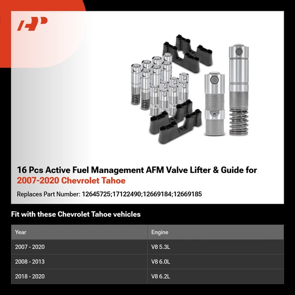 16 Pcs Active Fuel Management AFM Valve Lifter & Guide for 2007-2020 Chevrolet Tahoe