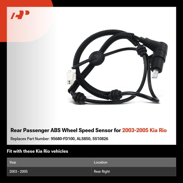 Rear Passenger ABS Wheel Speed Sensor for 2003-2005 Kia Rio