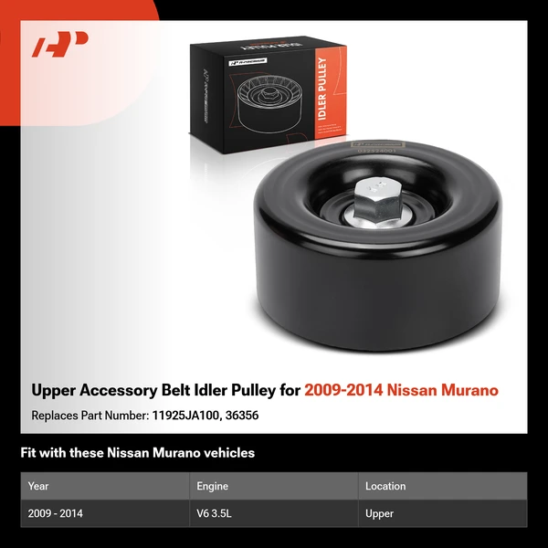Upper Accessory Belt Idler Pulley for 2009-2014 Nissan Murano