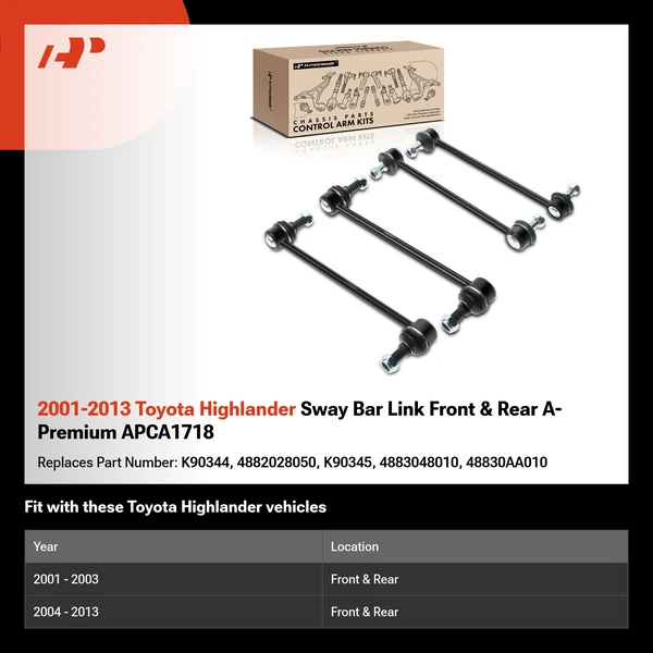 2001-2013 Toyota Highlander Sway Bar Link Front & Rear A-Premium APCA1718