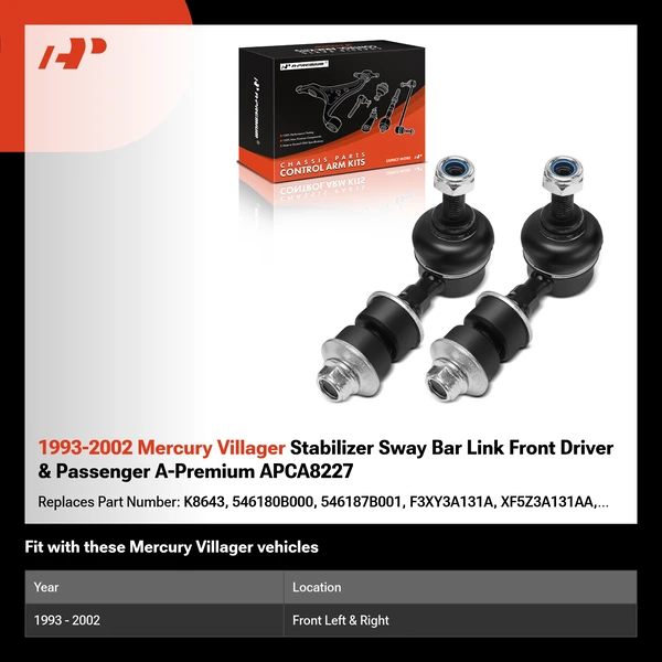 1993-2002 Mercury Villager Stabilizer Sway Bar Link Front Driver & Passenger A-Premium APCA8227