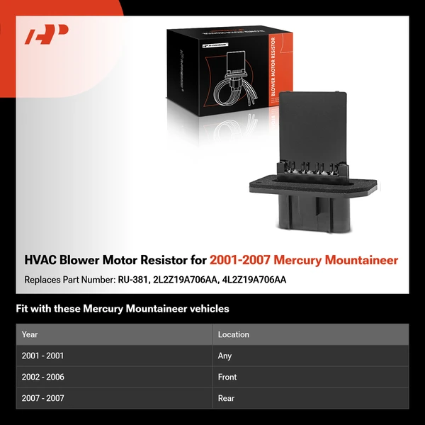 HVAC Blower Motor Resistor for 2001-2007 Mercury Mountaineer