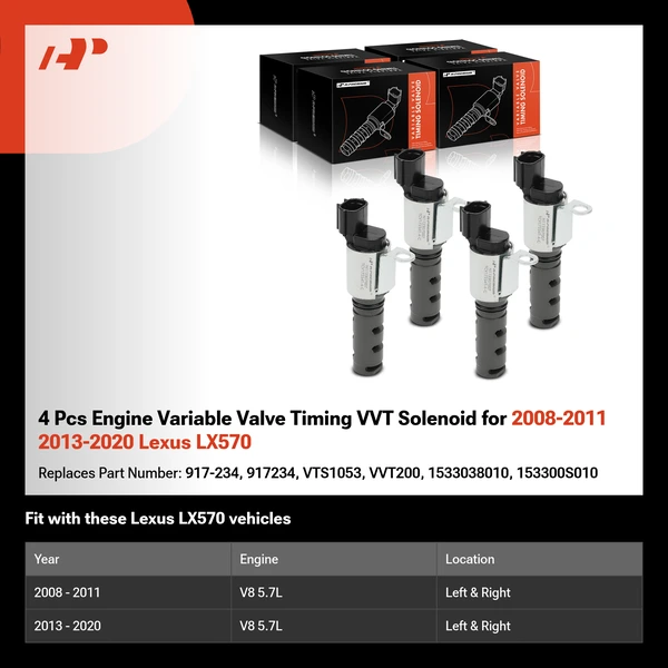 4 Pcs Engine Variable Valve Timing VVT Solenoid for 2008-2011 2013-2020 Lexus LX570