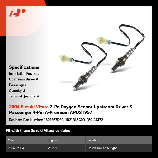 2004 Suzuki Vitara 2-Pc Oxygen Sensor Upstream Driver & Passenger 4-Pin A-Premium APOS1957