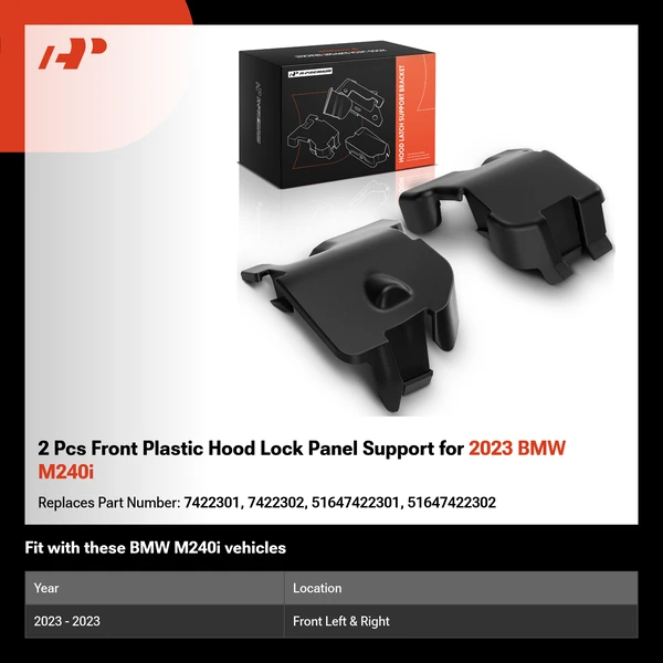 2 Pcs Front Plastic Hood Lock Panel Support for 2023 BMW M240i