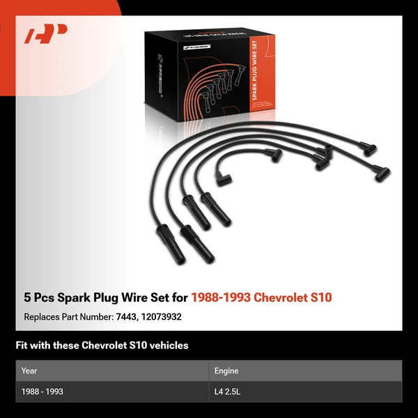 5 Pcs Spark Plug Wire Set for 1988-1993 Chevrolet S10