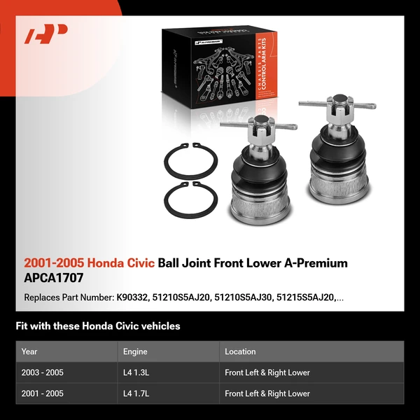 2001-2005 Honda Civic Ball Joint Front Lower A-Premium APCA1707