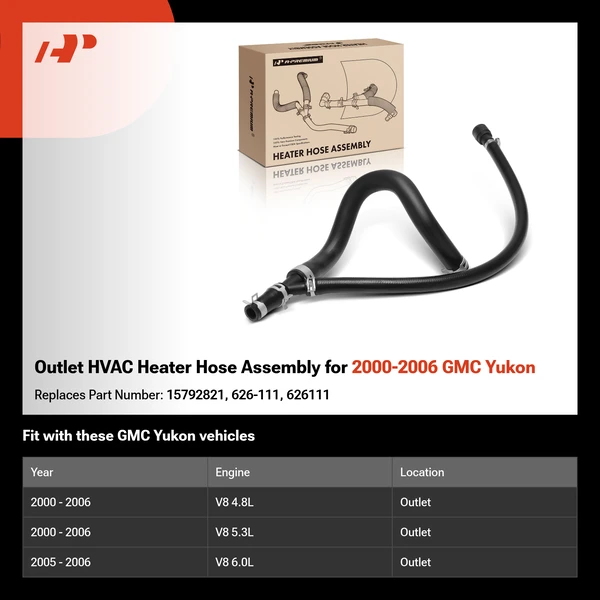 Outlet HVAC Heater Hose Assembly for 2000-2006 GMC Yukon
