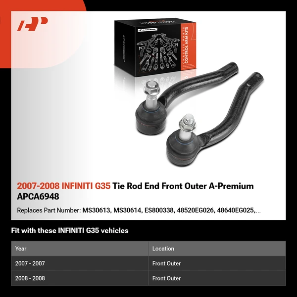 2007-2008 INFINITI G35 Tie Rod End Front Outer A-Premium APCA6948