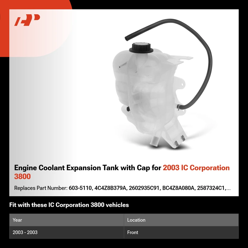 Engine Coolant Expansion Tank with Cap for 2003 IC Corporation 3800