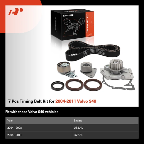7 Pcs Timing Belt Kit for 2004-2011 Volvo S40